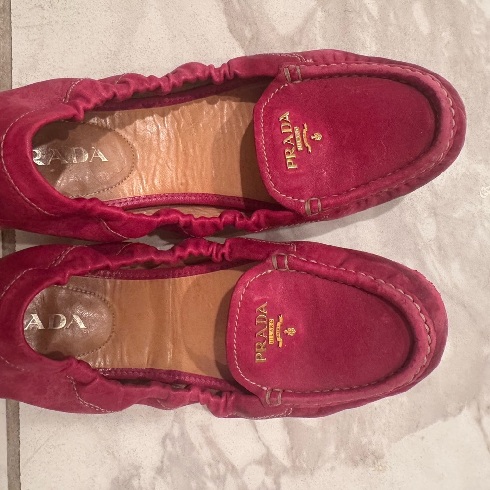 Prada Women's Rich Red Suede Loafers